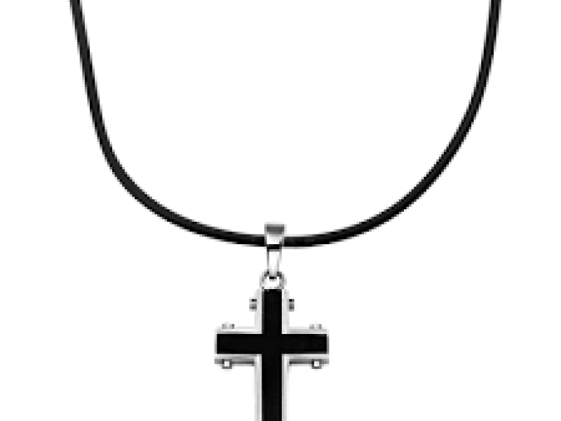 Stalen heren ketting silliconen met hanger kruis