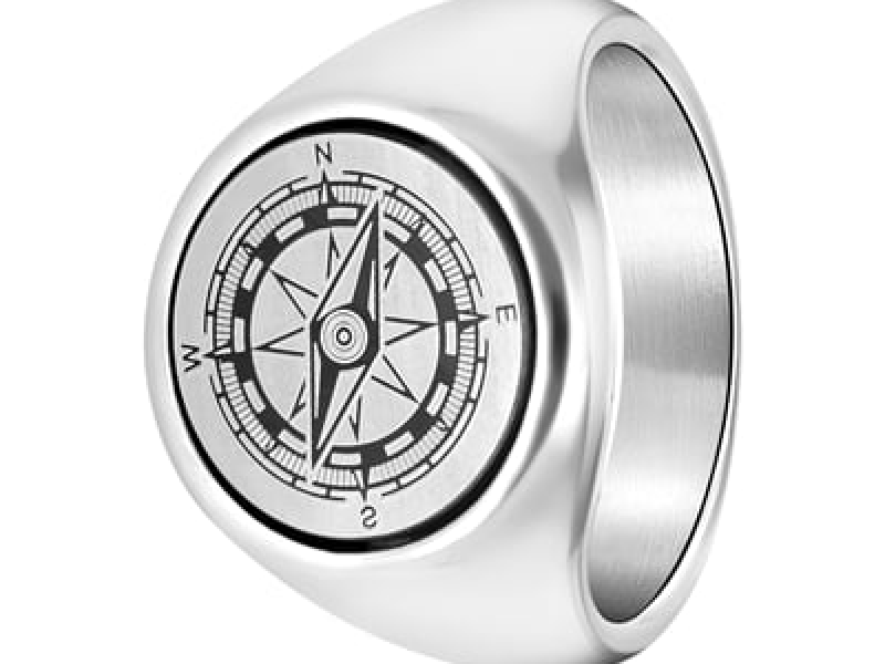 Stalen heren ring kompas